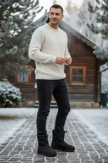 다운 부츠 블랙 사이드 지퍼 부착