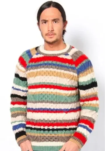 뷰티앤유스 유나이티드 애로우즈 케이블 짜임 니트 멀티 컬러 M