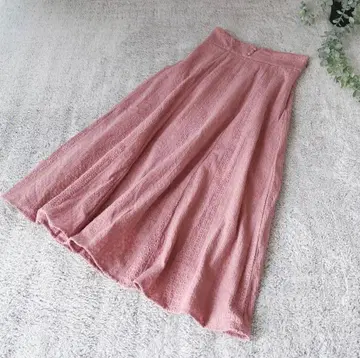 [노엘라] 코튼 플레어 롱 스커트 자수 무늬 핑크 미디 고급 귀여움