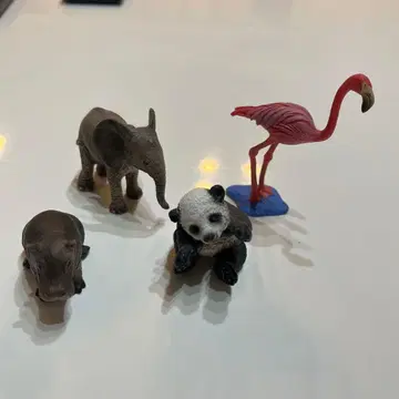 동물 피규어 세트 하마 코끼리 팬더 플라밍고