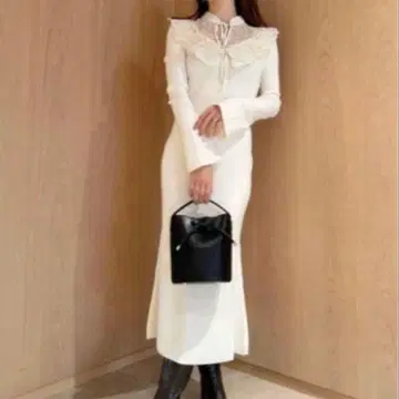 SNIDEL 스나이델 벨 슬리브 머메이드 니트 롱 원피스