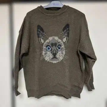 마미타스 mmts 니트 고양이 얼굴 디자인 스웨터