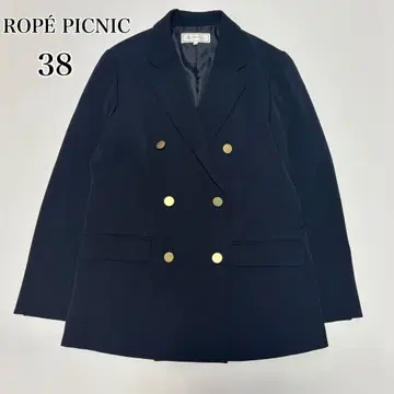 로페피크닉 더블 브레스트 테일러드 자켓 금 버튼 네이비 블레이저 38 M