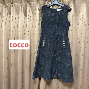 tocco 블랙 트위드 슬리브리스 A라인 원피스