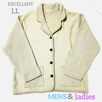 EXCELLENT 울 100% 그레이 니트 자켓 XL