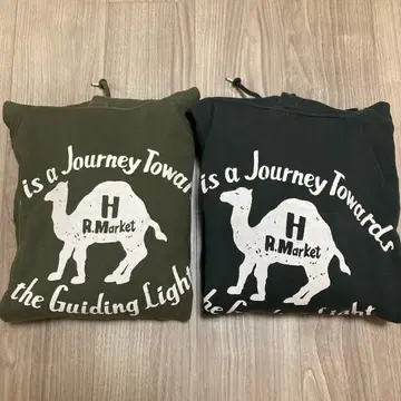 할리우드 런치마켓 카멜 후드티 2색 세트 블랙&올리브