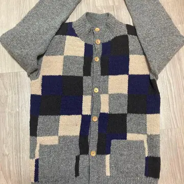 체크 무늬 니트 가디건