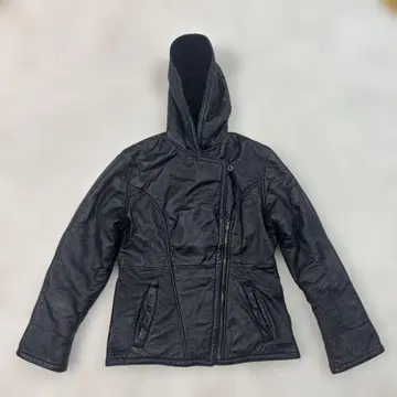 보들보들! 후드 부착 블랙 가죽 자켓 wilsons M