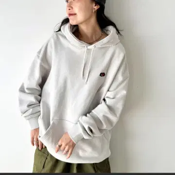 프룻 오브 더 룸 오버 사이즈 쭈리 원포인트 후드티 후디 그레이