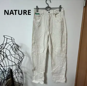 NATURE 화이트 스트레이트 팬츠