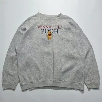 90s 올드 디즈니 푸우 맨투맨 L 사이즈 더스티 그레이 5496