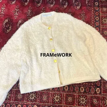 FRAMeWORK 샤기 니트 가디건 골드 버튼 긴팔 알파카 혼방