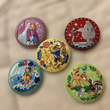 디즈니 자수 캔뱃지 5종 세트