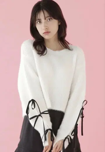 필름 라메 슬리브 리본 니트 질 바이 질 스튜어트 새상품