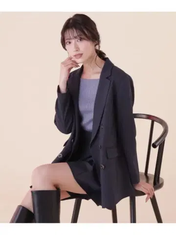 질 바이 질 스튜어트 테일러드 자켓 네이비 블레이저