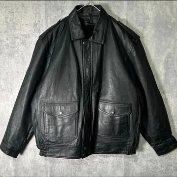 고급 소가죽 가죽 자켓 보아 라이너 올 블랙 천연 가죽 일본제