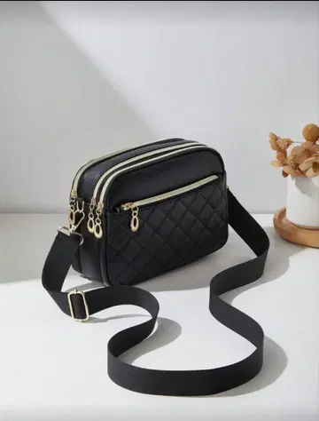 블랙 퀼팅 숄더백