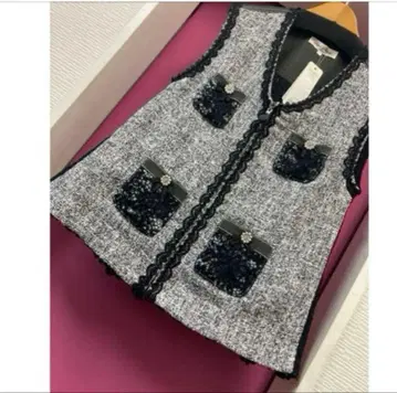 슈퍼 뷰티 팩 레이스가 귀여운 트위드 베스트