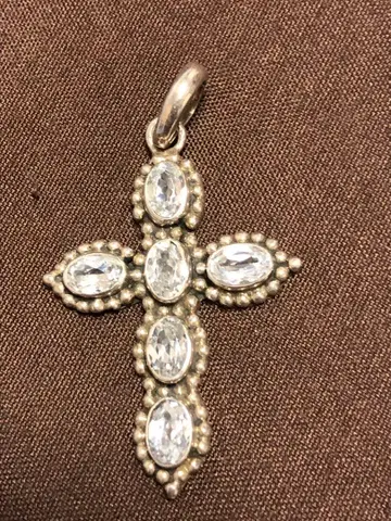 925 실버 십자가 펜던트 크리스탈 장식