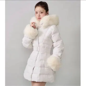 다리치 레이디 미디 트위드 다운 코트 화이트 s 사이즈