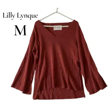 Lilly Lynque 릴리린 실크 혼방 V넥 긴팔 니트탑 M
