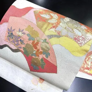 12-82 나고야 오비 구촌 새상품급 순수 실크 기모노 나고야 재단