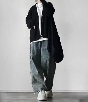 ADRER 빈티지 메이크 와이드 테이퍼드 데님