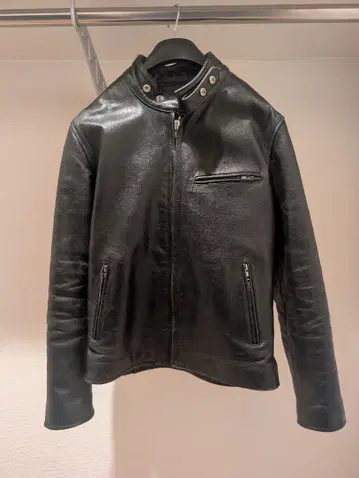 블랙 가죽 싱글 라이더 HORN WORKS 천연 가죽 M 사이즈