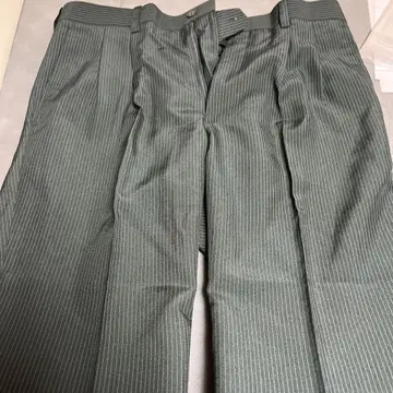 다크 그린 스트라이프 슬랙스