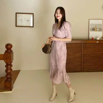 새상품급 V넥 텍스처 원피스 핑크 t64511 오부소매 반팔