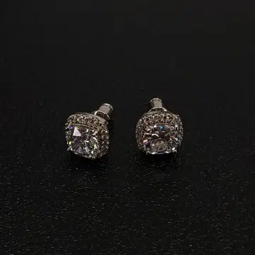 스터드 귀걸이 스퀘어 컷 크리스탈 지르코니아 귀걸이 2개 세트