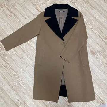 DKNY 베이지 네이비 롱 코트