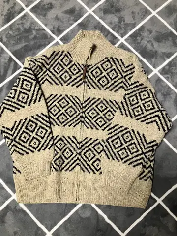 INTERMEZZO 기하학 패턴 니트 가디건 빈티지
