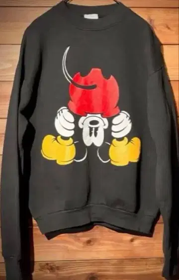 Disney USA제 거꾸로 미키 맨투맨 트레이닝복 블랙