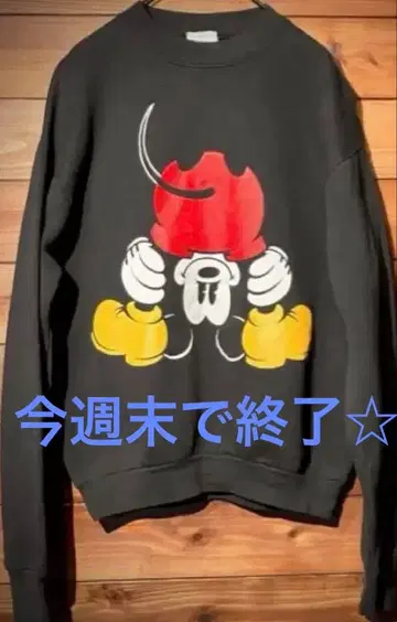 Disney USA제 거꾸로 미키 맨투맨 트레이닝복 블랙