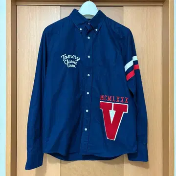 [컨디션 최상] TOMMY 타미힐피거 긴팔 셔츠 네이비 남성용 L 사이즈