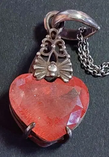 카자흐스탄산 스트로베리 쿼츠 목걸이 헤드 실버 925