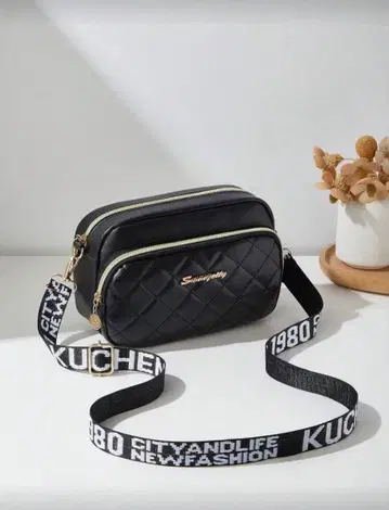 Sunsignity 퀼팅 숄더백 블랙