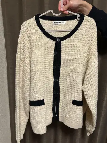 BLUE BUCKET 니트 가디건 아이보리/블랙