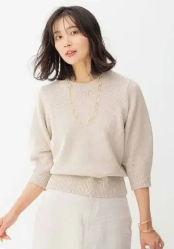 23구 S 볼륨 소매 니트 풀오버 베이지