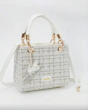 화이트 트위드 숄더백