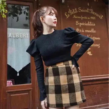 herlipto 볼륨 슬리브 글리터 니트 탑