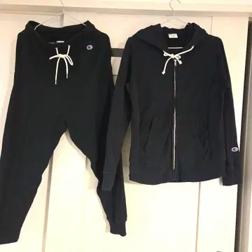 Champion 블랙 맨투맨 상하의 세트 셋업