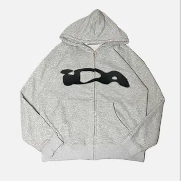 ida sply 후드티 그레이 지퍼 후드티 블랙 로고 자수