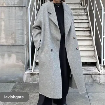 새상품급 lavish gate 샤기 울 코트 리버 재단 그레이