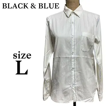 A256 블랙앤블루 [3] 셔츠 긴팔 면 100% 일본제 화이트