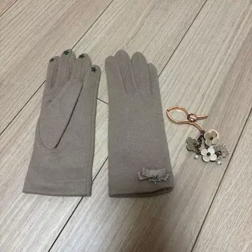 베이지 리본 별 장식 장갑 그로브 홀더