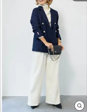 OTO HA 네이비 더블 브레스트 자켓