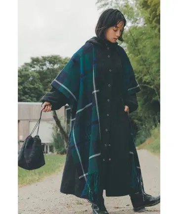 house of lotus 헤링본 퀼트 후디드 필드 코트