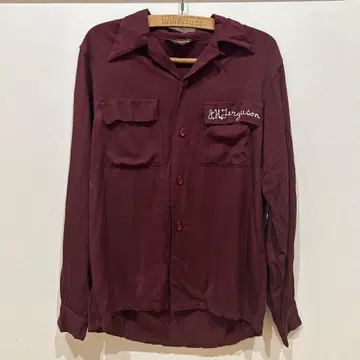 50's 개버딘 셔츠 버건디 체인 스티치